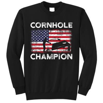 Cornhole Champion American Flag USA July 4th Cornhole Sweatshirt