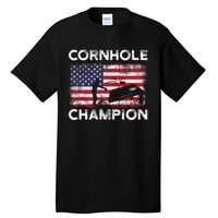 Cornhole Champion American Flag USA July 4th Cornhole Tall T-Shirt