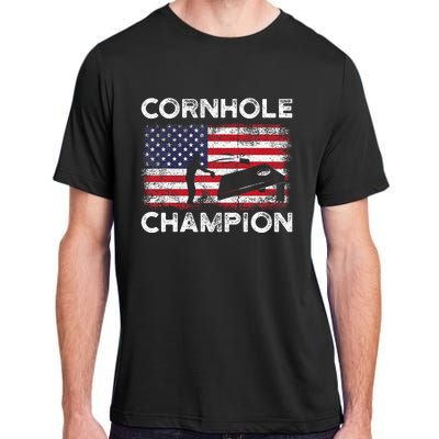 Cornhole Champion American Flag USA July 4th Cornhole Adult ChromaSoft Performance T-Shirt