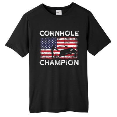 Cornhole Champion American Flag USA July 4th Cornhole Tall Fusion ChromaSoft Performance T-Shirt