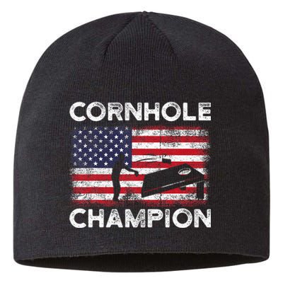 Cornhole Champion American Flag USA July 4th Cornhole Sustainable Beanie