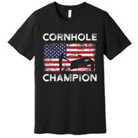 Cornhole Champion American Flag USA July 4th Cornhole Premium T-Shirt