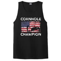 Cornhole Champion American Flag USA July 4th Cornhole PosiCharge Competitor Tank