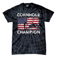 Cornhole Champion American Flag USA July 4th Cornhole Tie-Dye T-Shirt