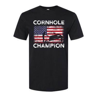 Cornhole Champion American Flag USA July 4th Cornhole Softstyle CVC T-Shirt