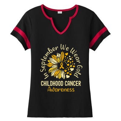 Childhood Cancer Awareness Shirts In September We Wear Gold Gift Ladies Halftime Notch Neck Tee