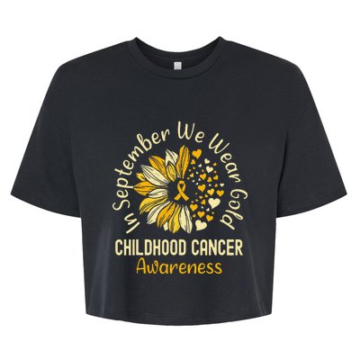 Childhood Cancer Awareness Shirts In September We Wear Gold Gift Bella+Canvas Jersey Crop Tee