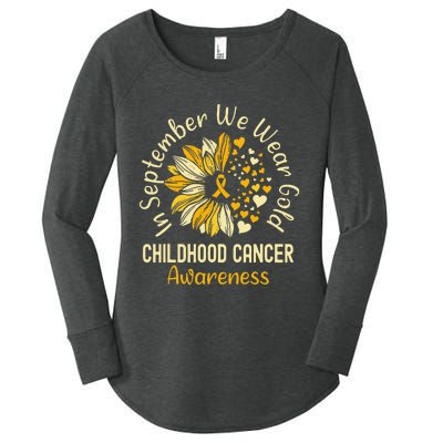 Childhood Cancer Awareness Shirts In September We Wear Gold Gift Women's Perfect Tri Tunic Long Sleeve Shirt