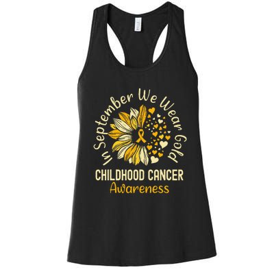 Childhood Cancer Awareness Shirts In September We Wear Gold Gift Women's Racerback Tank