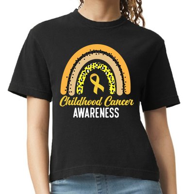 Childhood Cancer Awareness Rainbow Gold Ribbon Comfort Colors Boxy T-Shirt