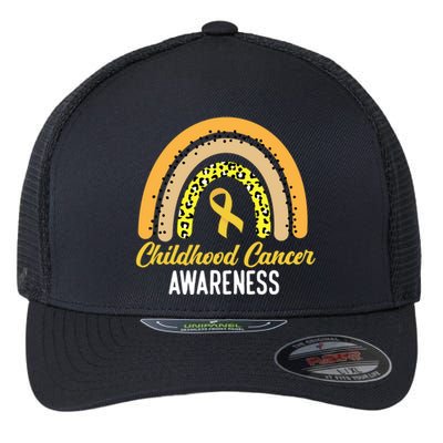 Childhood Cancer Awareness Rainbow Gold Ribbon Flexfit Unipanel Trucker Cap