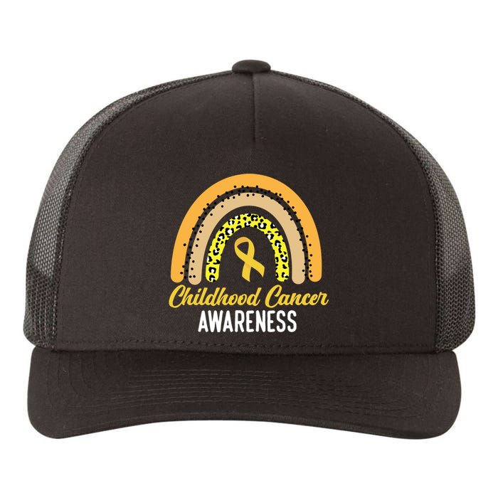 Childhood Cancer Awareness Rainbow Gold Ribbon Yupoong Adult 5-Panel Trucker Hat