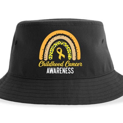 Childhood Cancer Awareness Rainbow Gold Ribbon Sustainable Bucket Hat