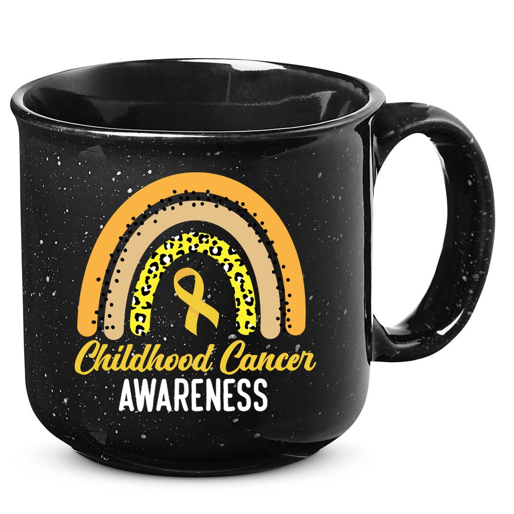Childhood Cancer Awareness Rainbow Gold Ribbon 15oz Campfire Ceramic Mug