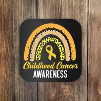 Childhood Cancer Awareness Rainbow Gold Ribbon Coaster