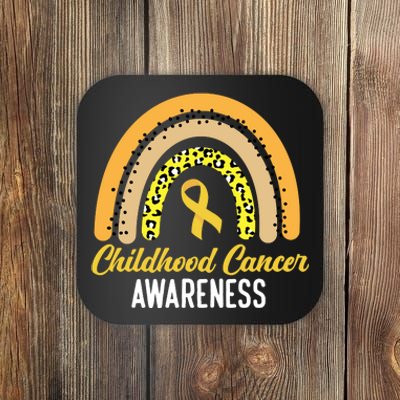 Childhood Cancer Awareness Rainbow Gold Ribbon Coaster