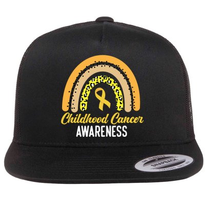 Childhood Cancer Awareness Rainbow Gold Ribbon Flat Bill Trucker Hat