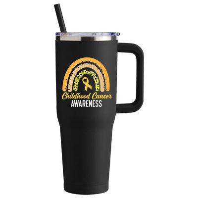 Childhood Cancer Awareness Rainbow Gold Ribbon 40oz Vacuum Insulated Stainless Steel Travel Tumbler
