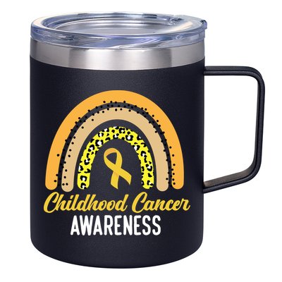 Childhood Cancer Awareness Rainbow Gold Ribbon 12oz Stainless Steel Coffee Mug