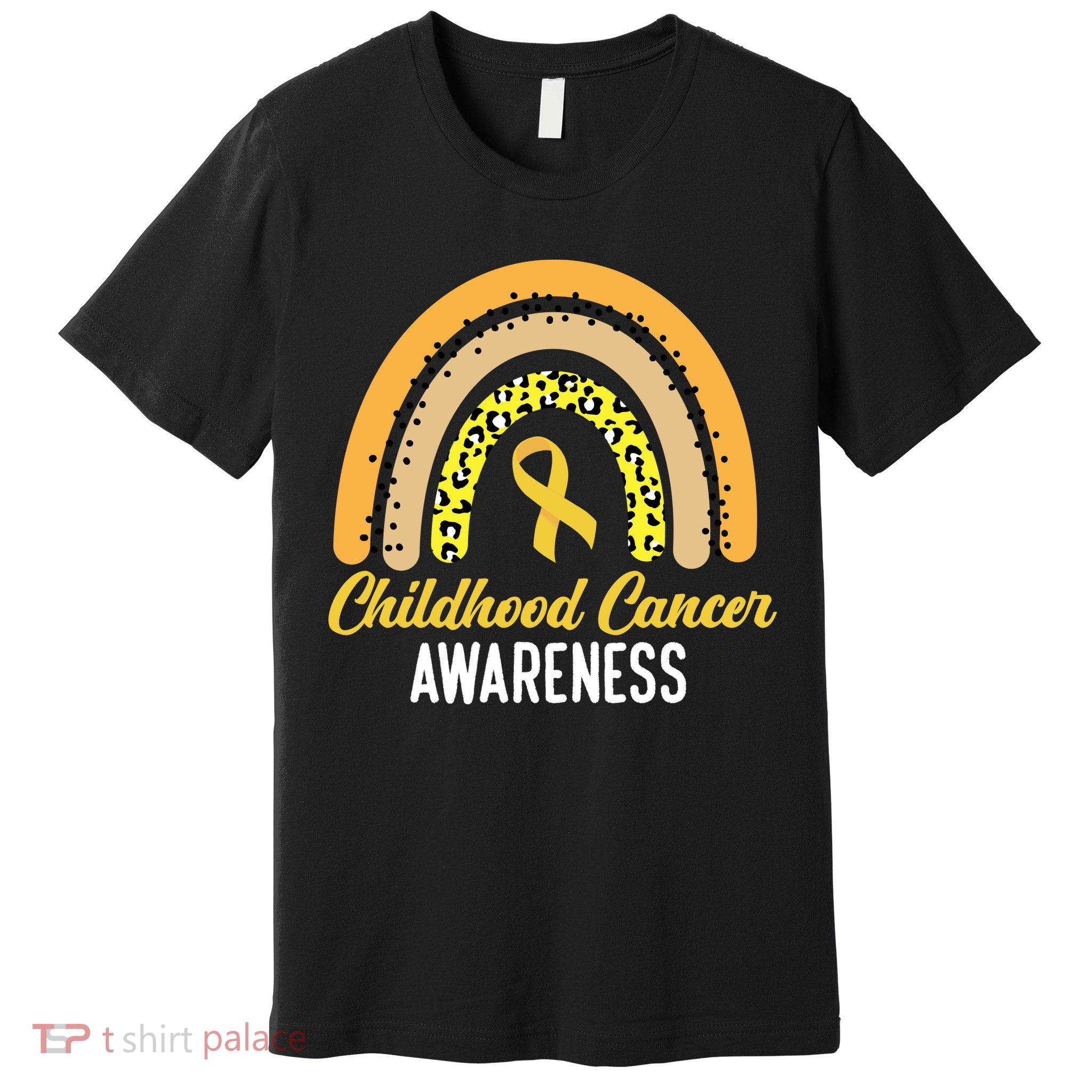 Childhood Cancer Awareness Rainbow Gold Ribbon Premium T-Shirt