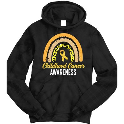 Childhood Cancer Awareness Rainbow Gold Ribbon Tie Dye Hoodie