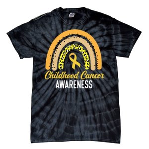 Childhood Cancer Awareness Rainbow Gold Ribbon Tie-Dye T-Shirt