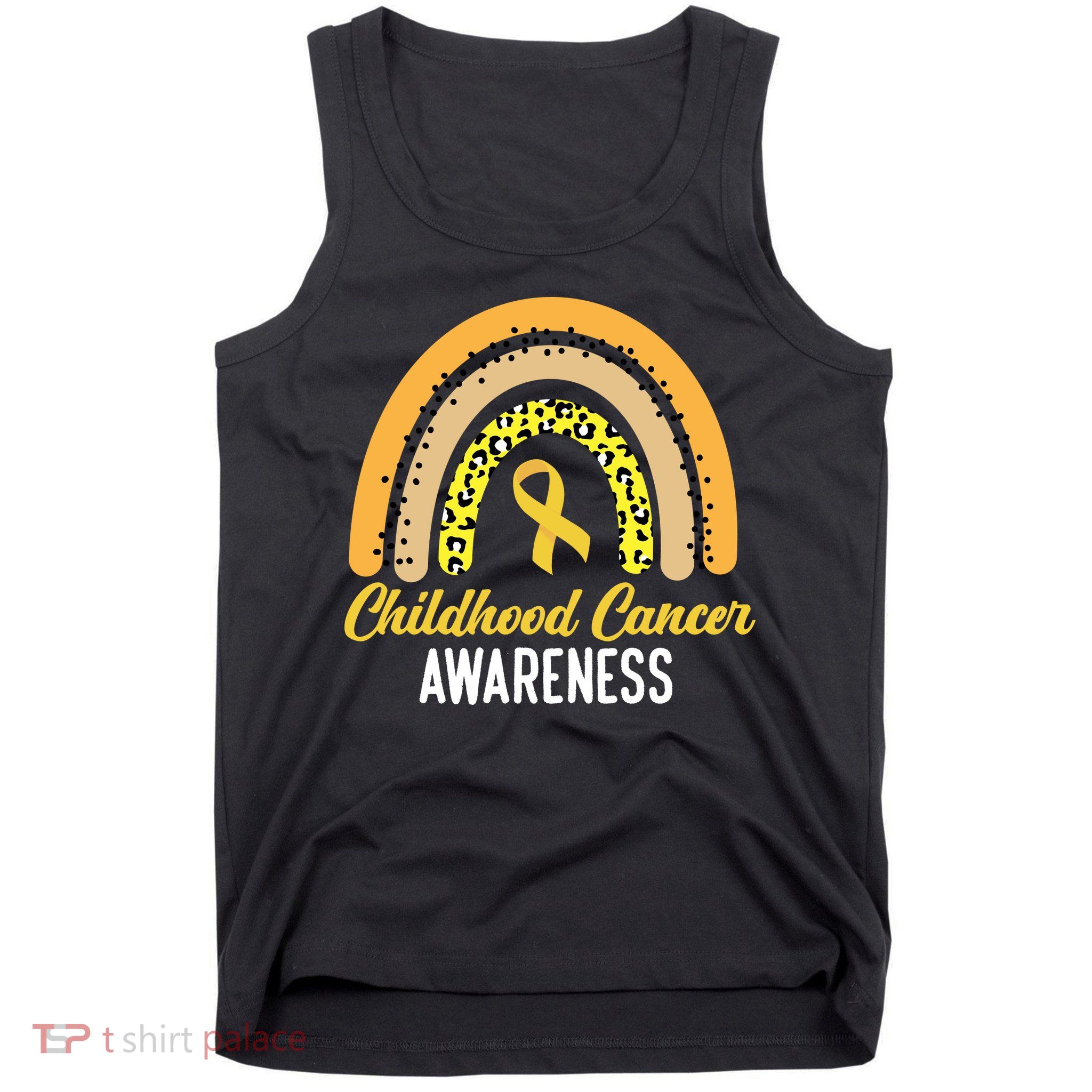 Childhood Cancer Awareness Rainbow Gold Ribbon Tank Top