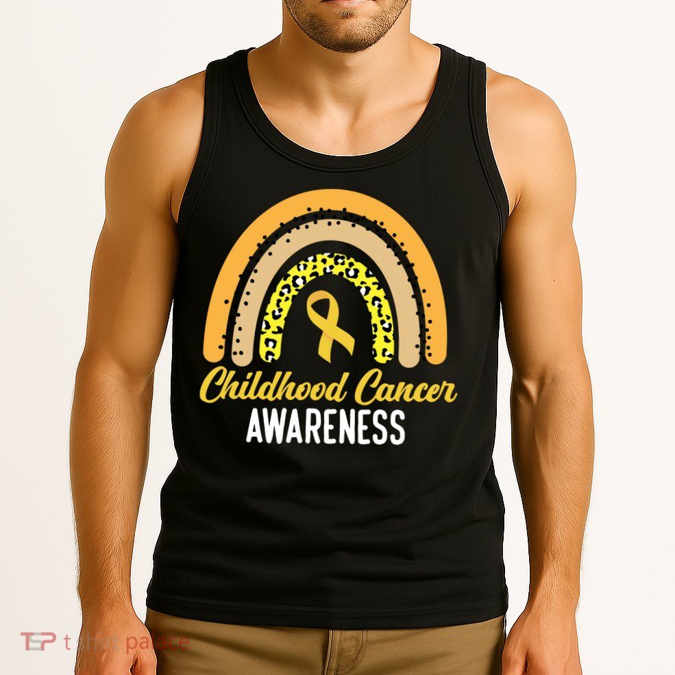 Childhood Cancer Awareness Rainbow Gold Ribbon Tank Top