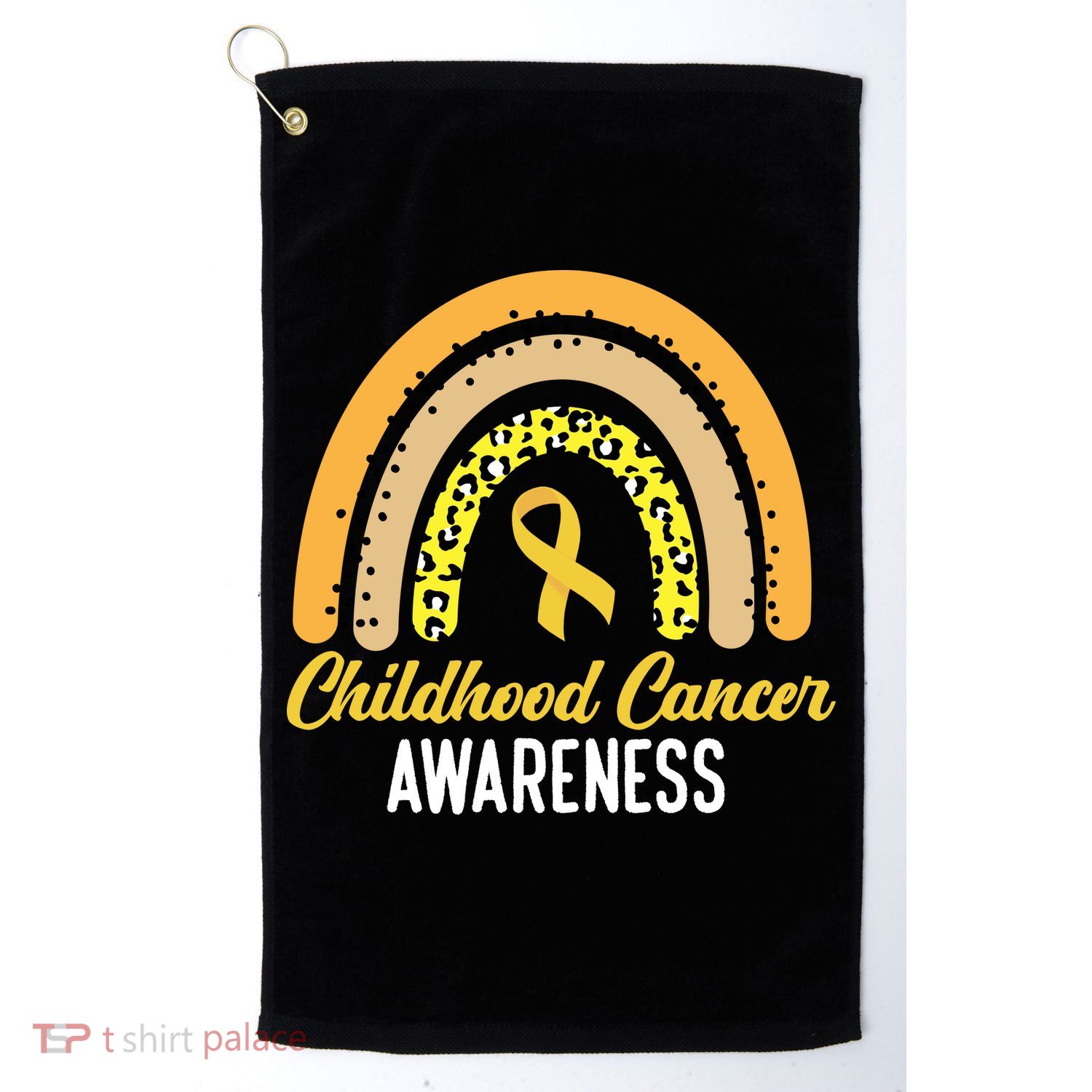 Childhood Cancer Awareness Rainbow Gold Ribbon Golf Towel