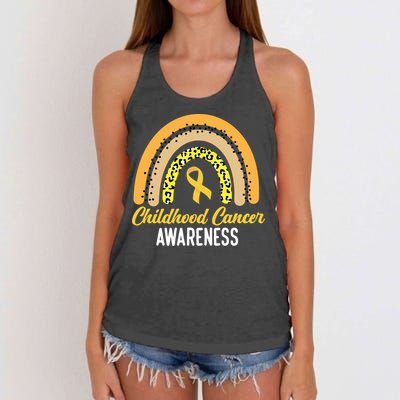 Childhood Cancer Awareness Rainbow Gold Ribbon Women's Knotted Racerback Tank