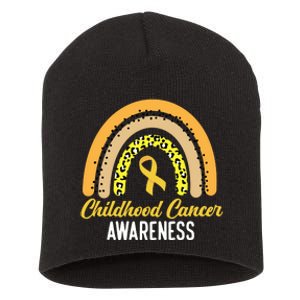 Childhood Cancer Awareness Rainbow Gold Ribbon Short Acrylic Beanie