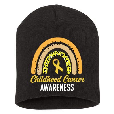 Childhood Cancer Awareness Rainbow Gold Ribbon Short Acrylic Beanie