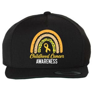 Childhood Cancer Awareness Rainbow Gold Ribbon Wool Snapback Cap