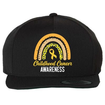 Childhood Cancer Awareness Rainbow Gold Ribbon Wool Snapback Cap