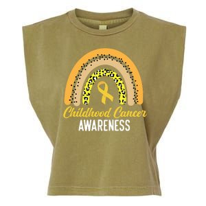 Childhood Cancer Awareness Rainbow Gold Ribbon Garment-Dyed Women's Muscle Tee