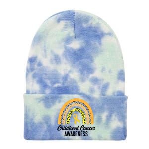 Childhood Cancer Awareness Rainbow Gold Ribbon Tie Dye 12in Knit Beanie