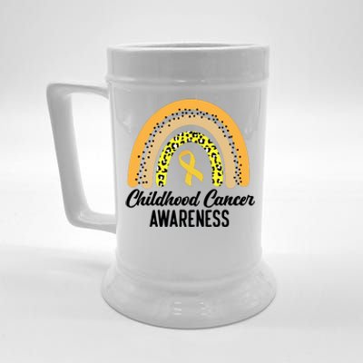 Childhood Cancer Awareness Rainbow Gold Ribbon Beer Stein