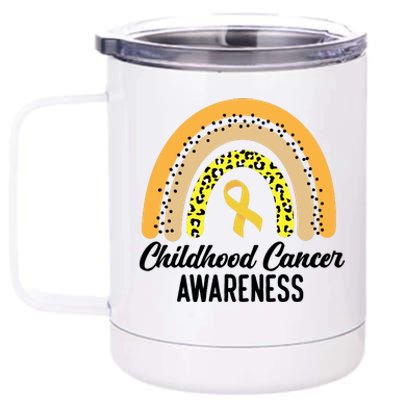 Childhood Cancer Awareness Rainbow Gold Ribbon 12 oz Stainless Steel Tumbler Cup