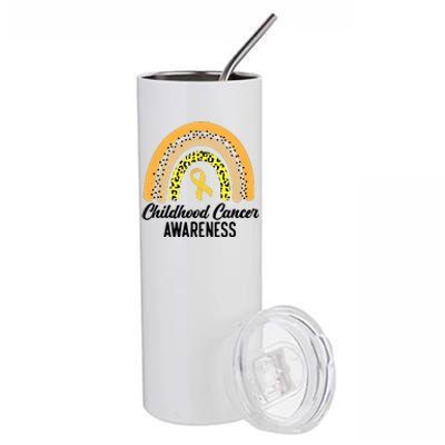 Childhood Cancer Awareness Rainbow Gold Ribbon Stainless Steel Tumbler