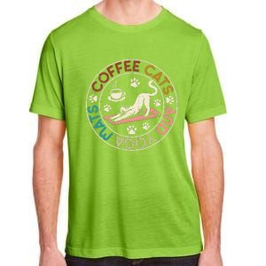 Coffee Cats And Yoga Mats Funny Cats And Yoga Lover Adult ChromaSoft Performance T-Shirt