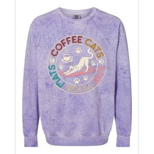 Coffee Cats And Yoga Mats Funny Cats And Yoga Lover Colorblast Crewneck Sweatshirt