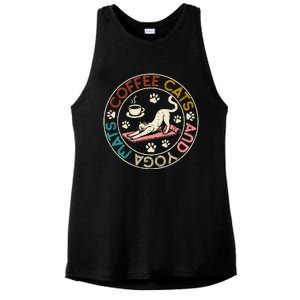 Coffee Cats And Yoga Mats Funny Cats And Yoga Lover Ladies PosiCharge Tri-Blend Wicking Tank