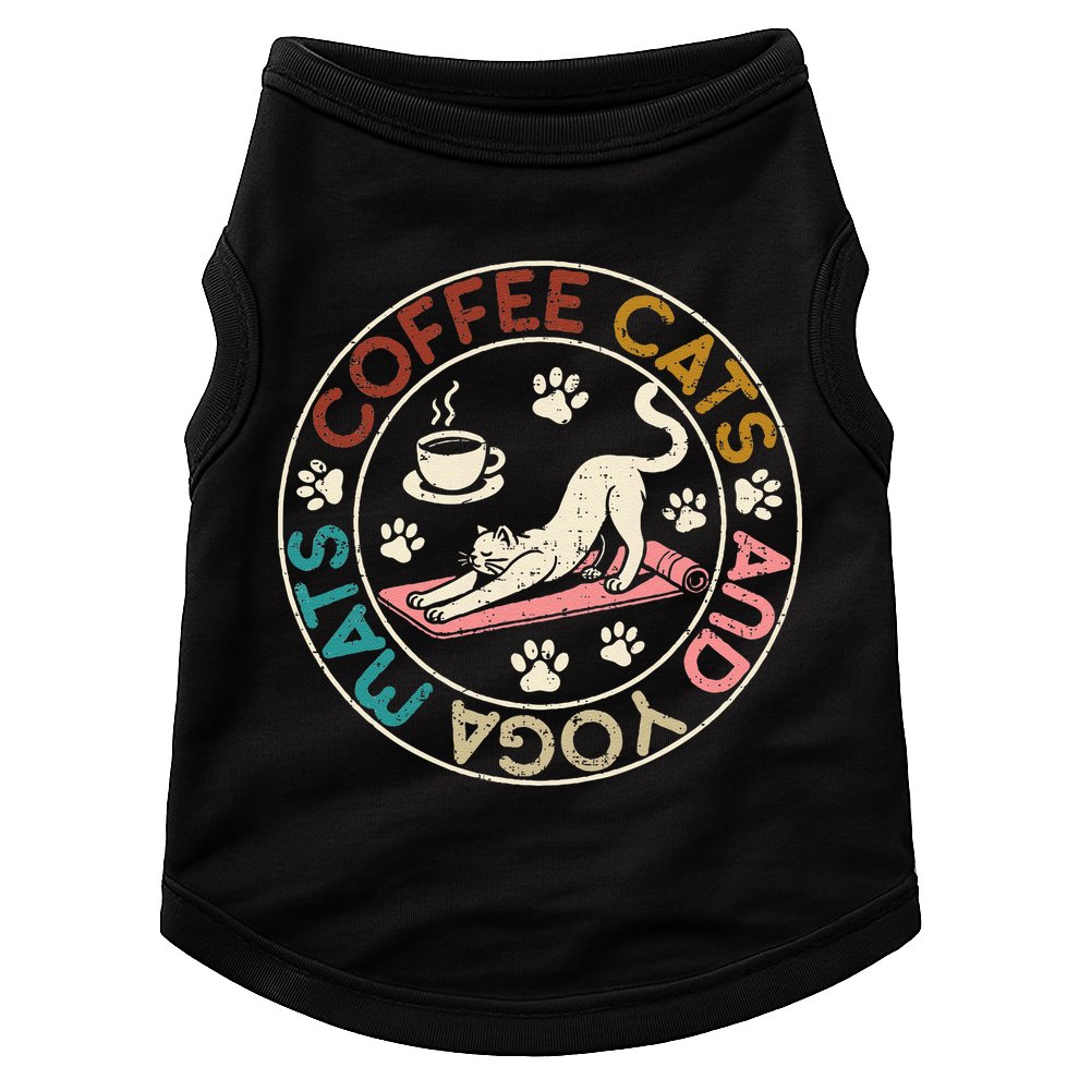 Coffee Cats And Yoga Mats Funny Cats And Yoga Lover Doggie Tank