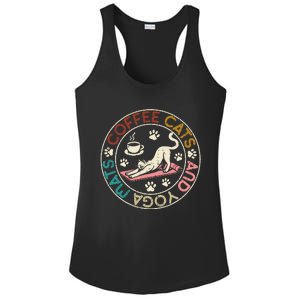 Coffee Cats And Yoga Mats Funny Cats And Yoga Lover Ladies PosiCharge Competitor Racerback Tank