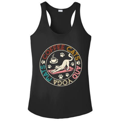 Coffee Cats And Yoga Mats Funny Cats And Yoga Lover Ladies PosiCharge Competitor Racerback Tank