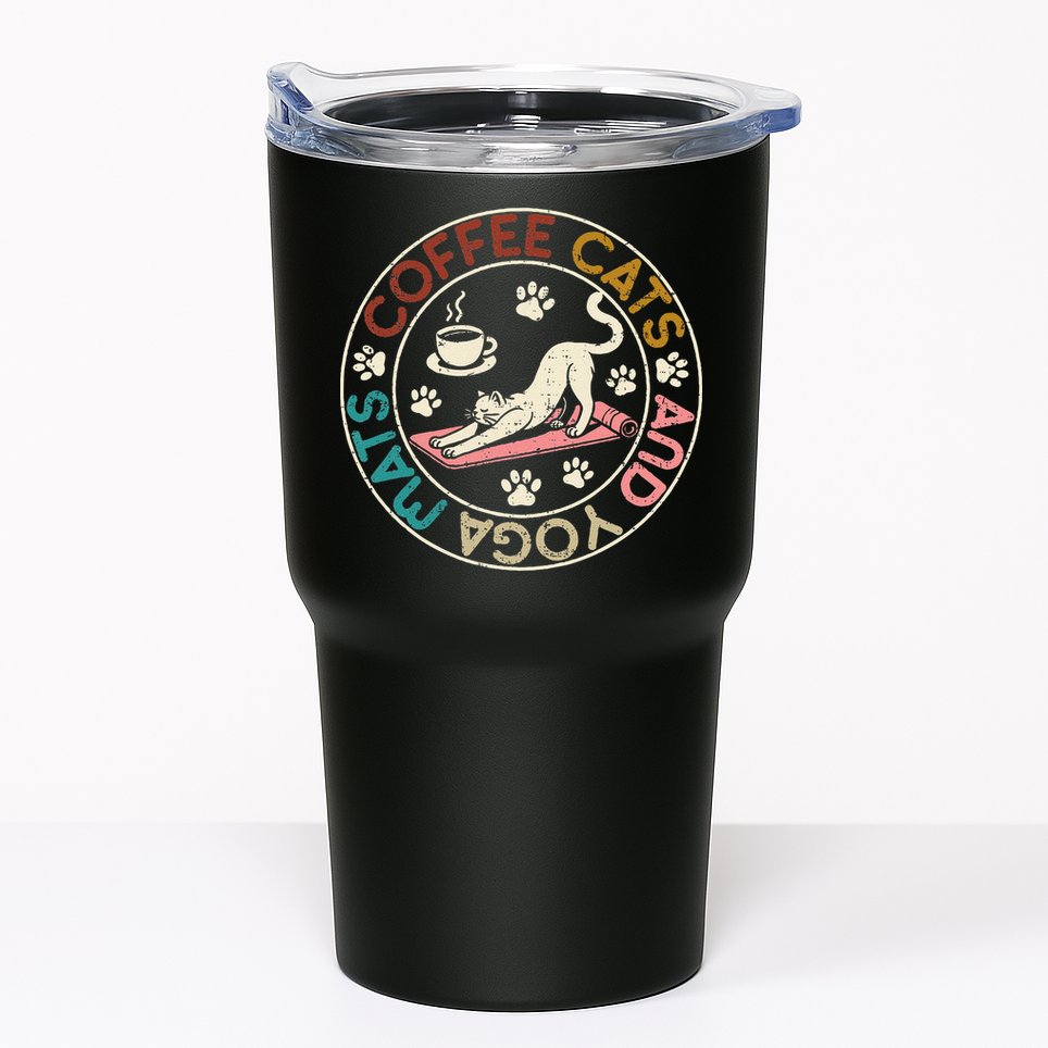 Coffee Cats And Yoga Mats Funny Cats And Yoga Lover Tumbler