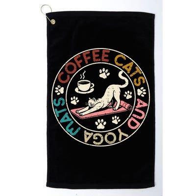 Coffee Cats And Yoga Mats Funny Cats And Yoga Lover Golf Towel