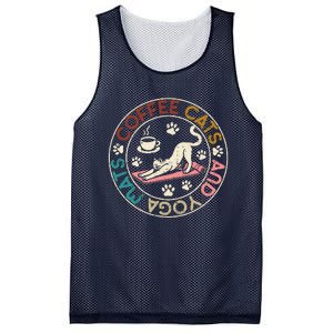 Coffee Cats And Yoga Mats Funny Cats And Yoga Lover Mesh Reversible Basketball Jersey Tank