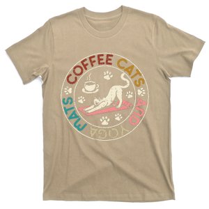 Coffee Cats And Yoga Mats Funny Cats And Yoga Lover T-Shirt