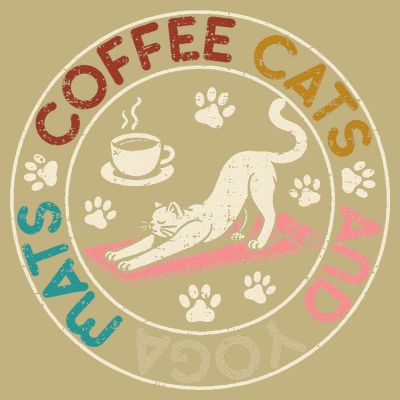 Coffee Cats And Yoga Mats Funny Cats And Yoga Lover T-Shirt